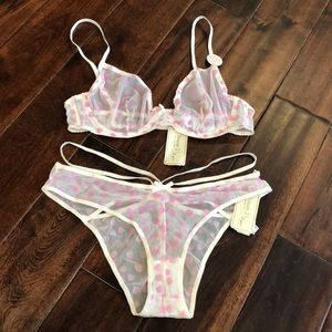Sheer hearts lingerie set